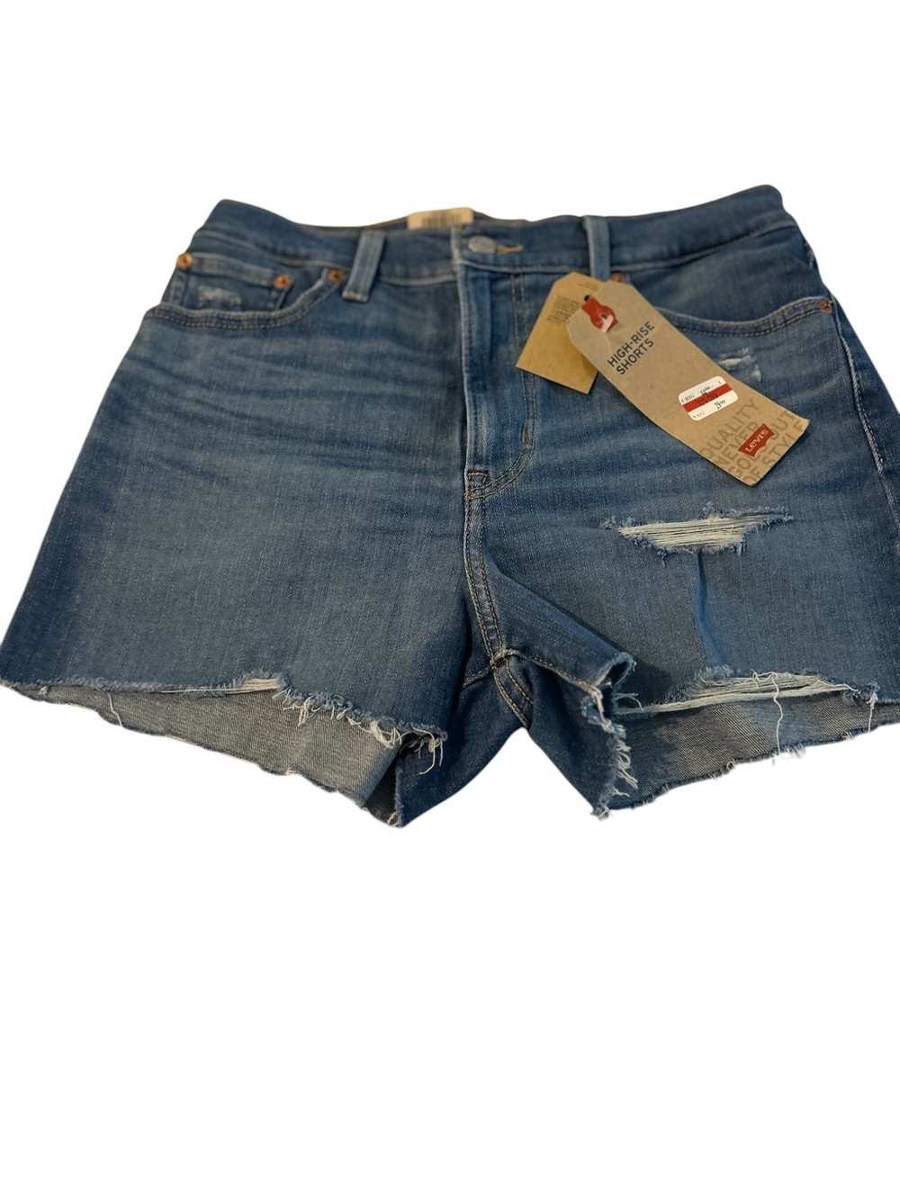 Levi's Women's Distressed Mid-Blue Cutoff Jean Shorts 🆕